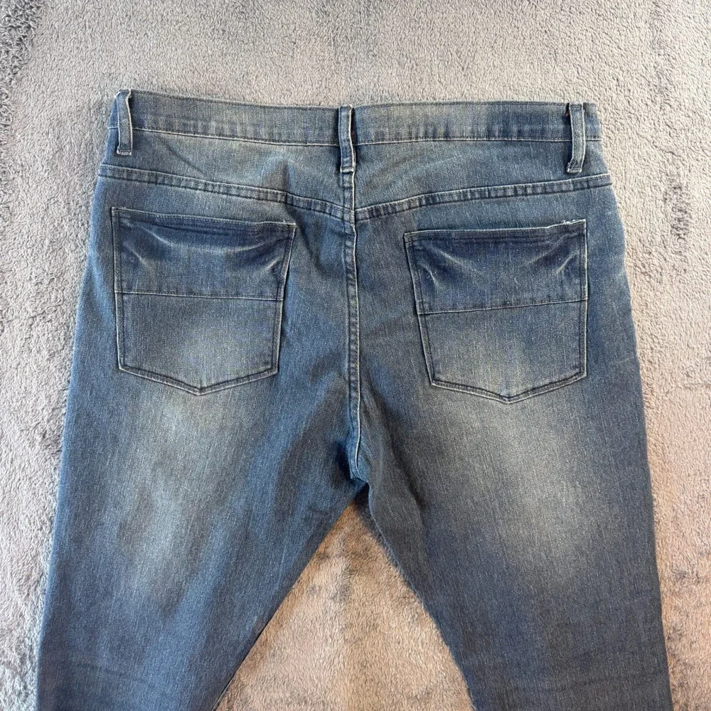 Six Lincoln New York Mens Skinny Fit Stretch Jeans Blue Medium Wash 38x32